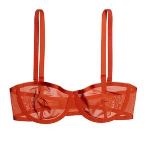 CUUP The Balconette Bra 36D Sheer Mesh Red